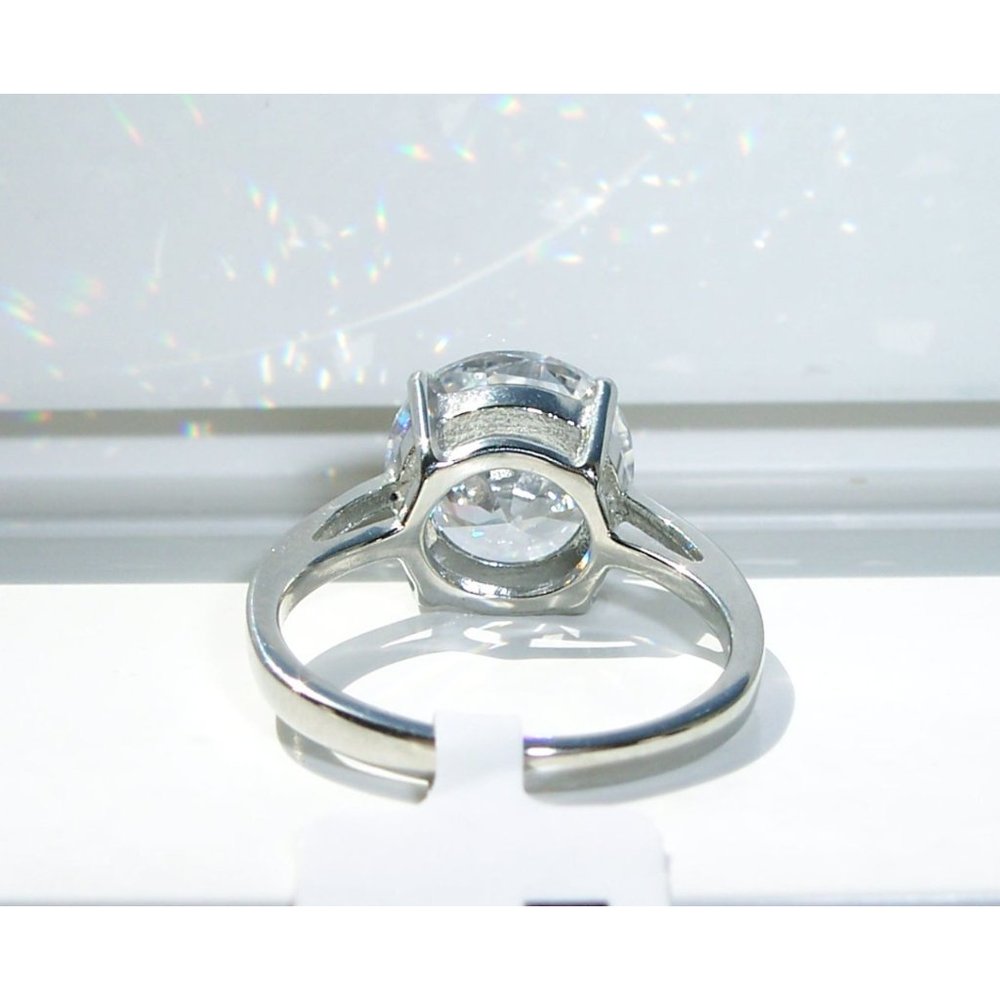 Round Cut Solitaire Ring Cubic Zirconia Stainless Steel Women's - Picture 12 of 16